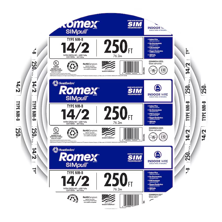 Southwire 250-ft 14 / 2 Romex Romex Solid CU NM-B Individual pack
