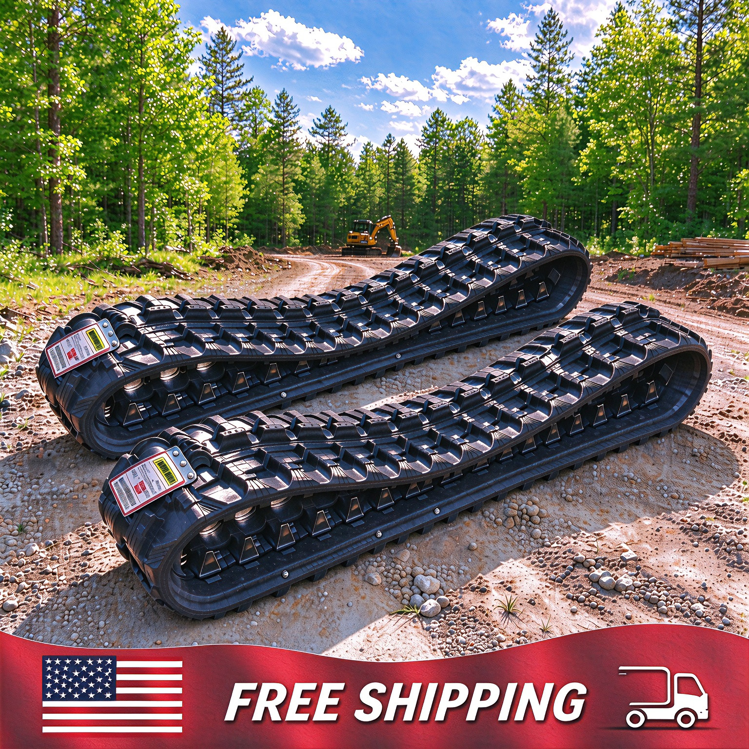 2Pcs Rubber Tracks 180x72x37 180mm Wide Replacement for 1-2Ton Mini Excavator