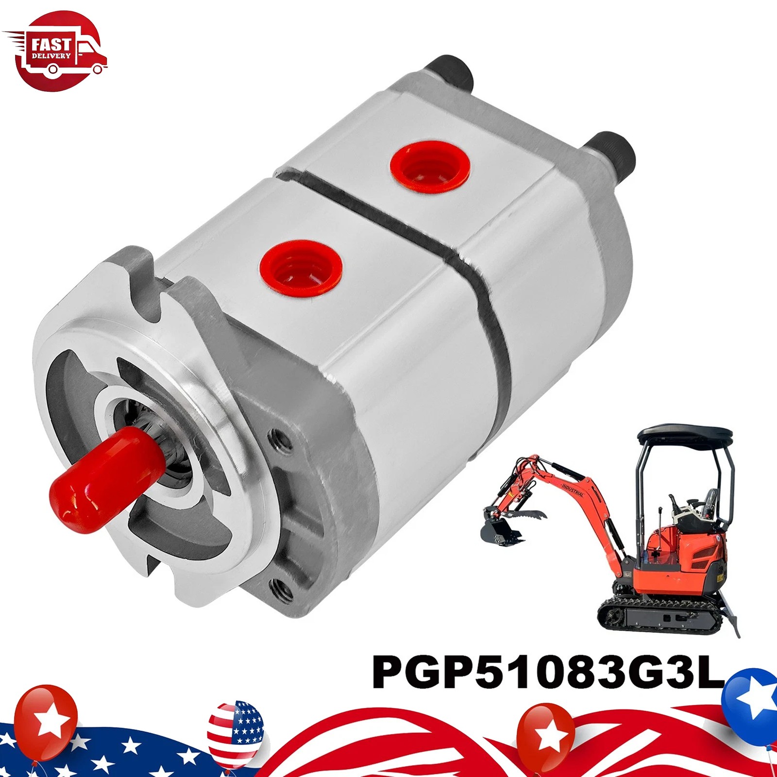 Two-Section Hydraulic Gear Pump Fits For Skid Steer Loader KTT23 AGT PGP51088G3L