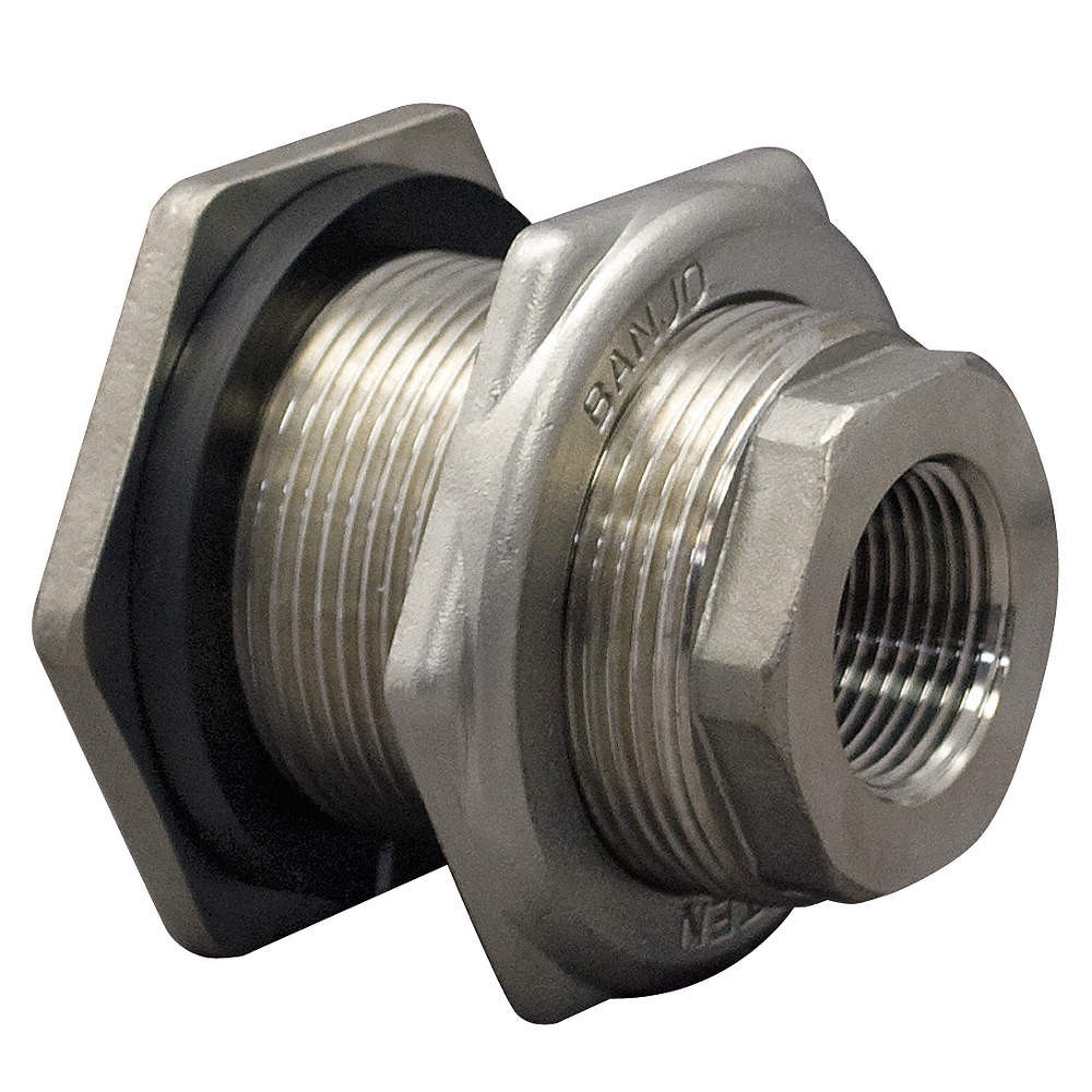 BANJO TF200SS Bulkhead Tank Fitting,EPDM,2 5/8 BANJO TF200SS Bulkhead Tank Fitting,EPDM,2 5/8