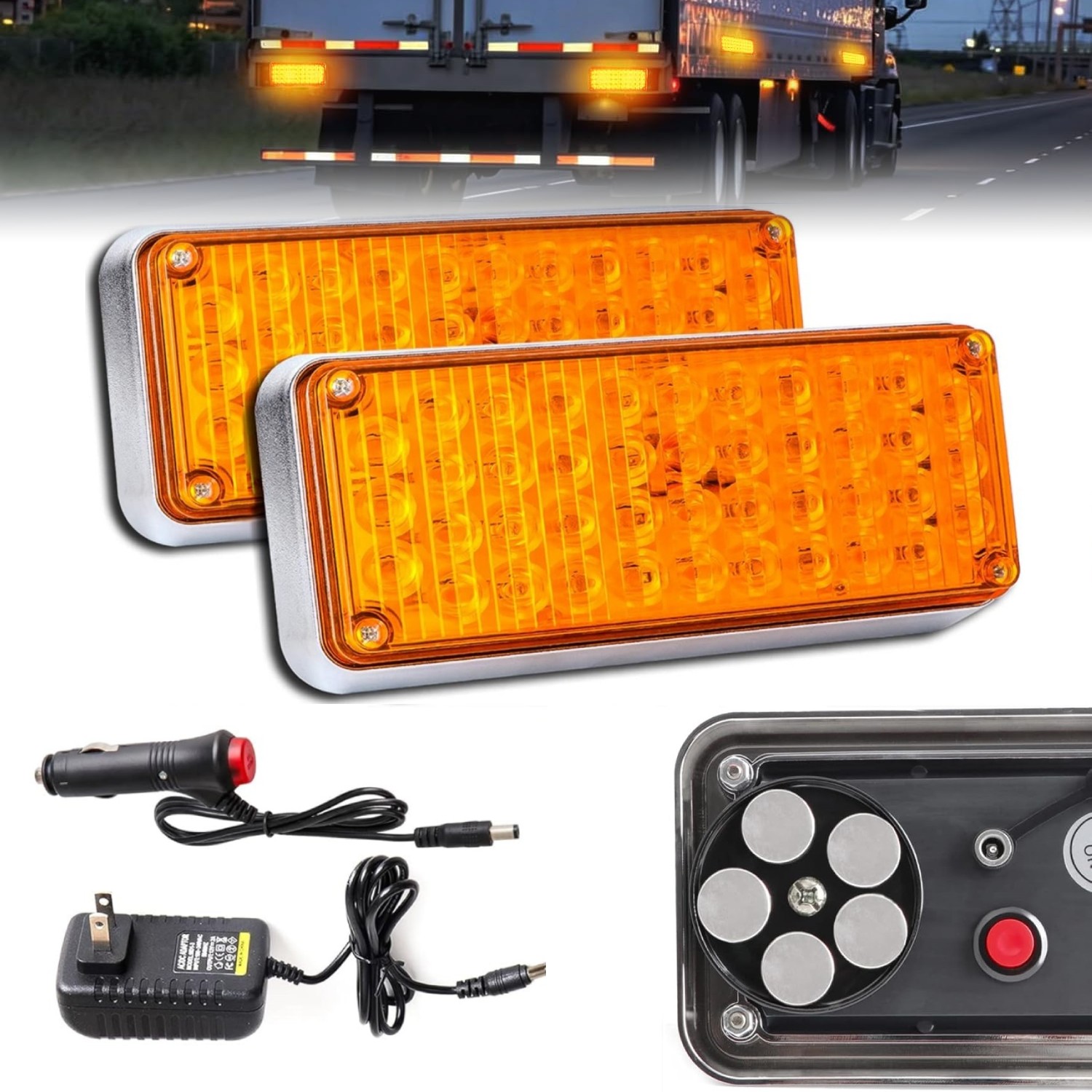 LED Magnetic Wireless Beacon Light Flashing Warning Hazard Rechargeable Battery
