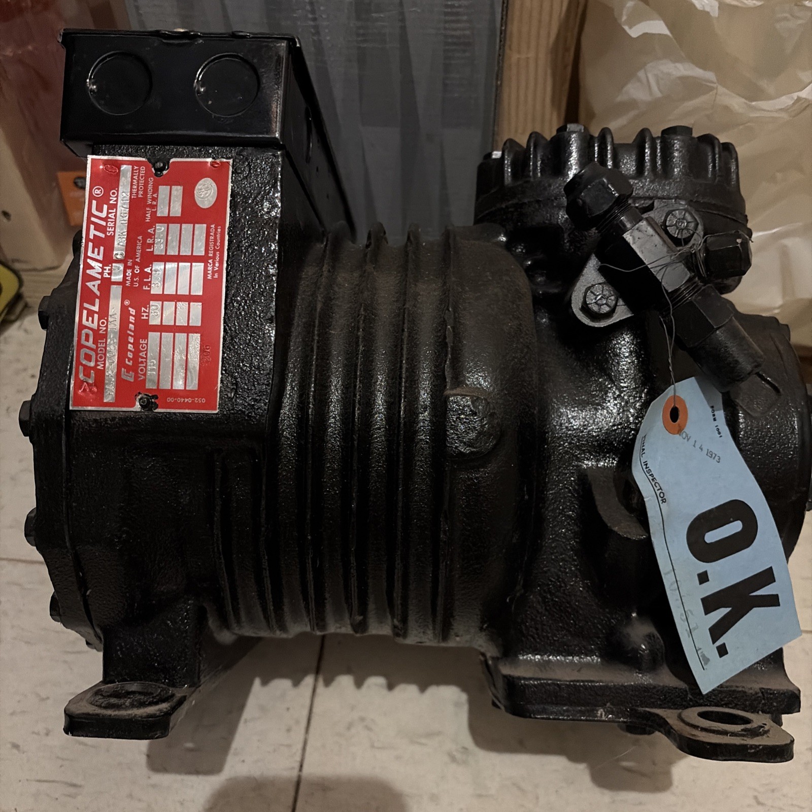 Vintage NOS Copeland  HAJ2-0025-1AA Cast Compressor 115v R-12 RARE