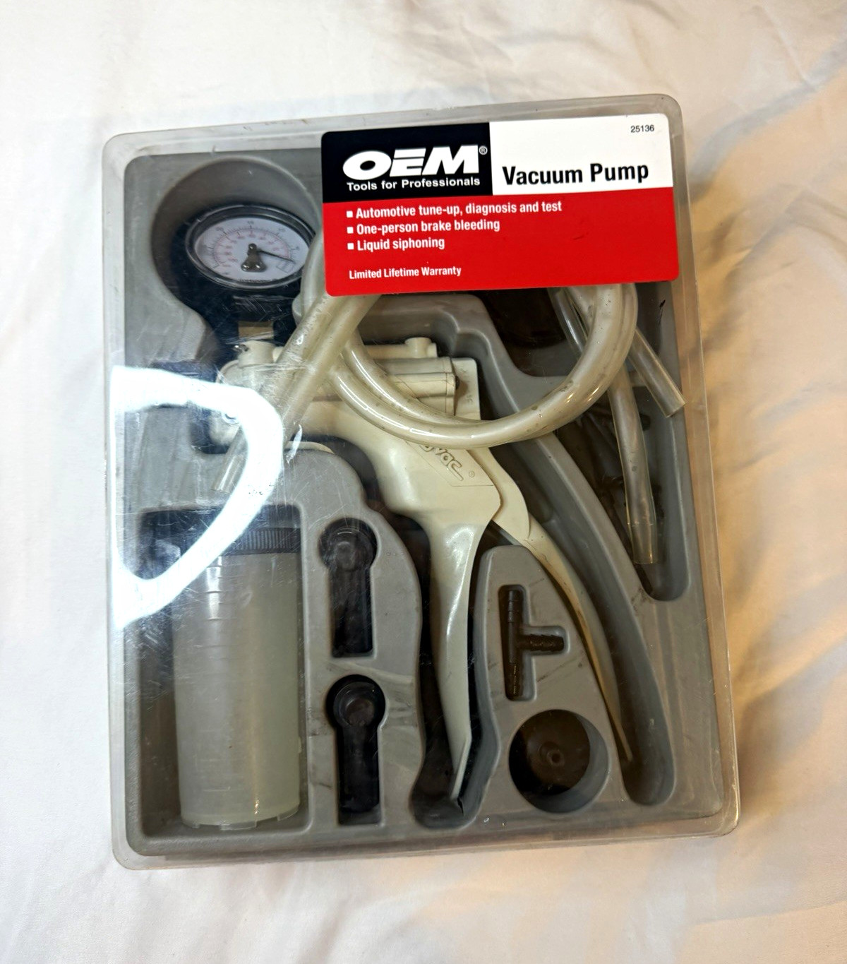OEM Tools Vacuum Pump Handheld Kit w/ Gauge, Hose & Accessories 25136 A271