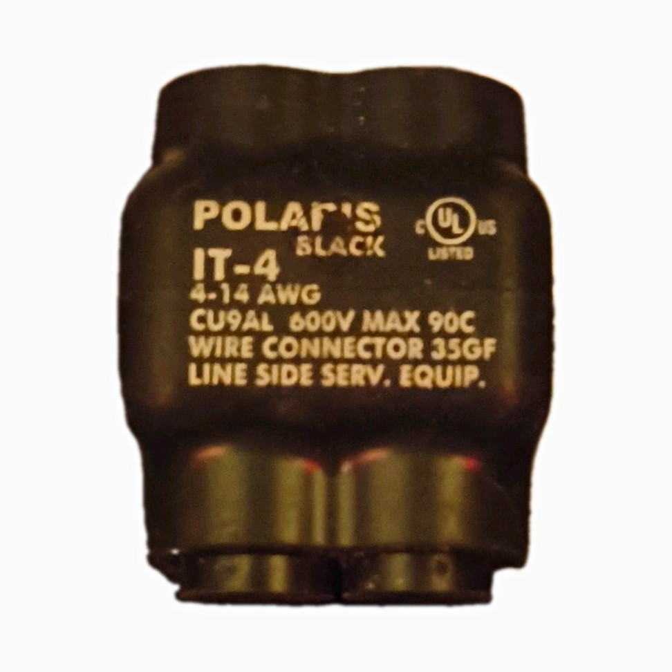 Polaris IT-4 2-Port In-Line Wire Connector 4-14 AWG Screw Term Black