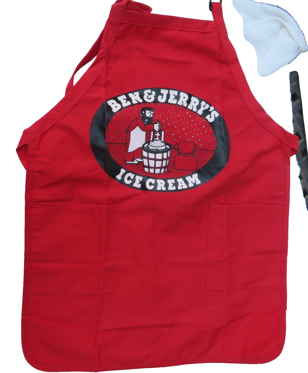 Vintage Unused- Ben & Jerry\'s Ice Cream Apron Red W/ Pockets USA