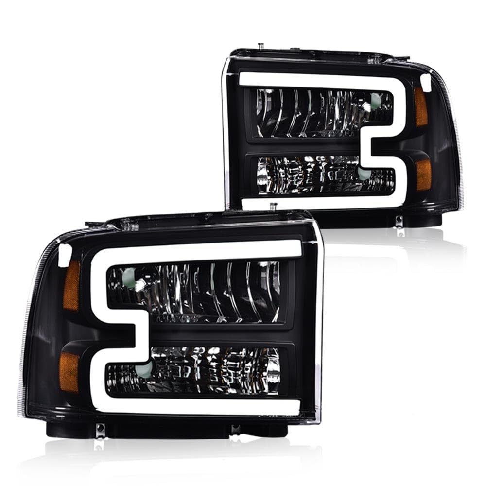 LED Front Headlights Pair for Ford F250 F350 F450 F550 Super Duty 2005-07
