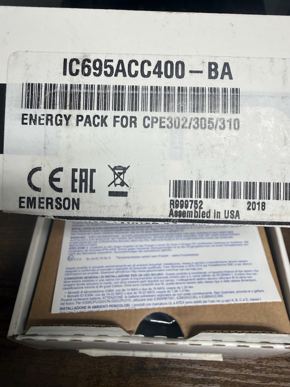 Emerson IC695ACC400-CA Energy Pack Module for PLC