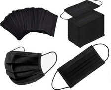 50/100 Pcs Black Disposable Face Cover 3-Ply Filter Breathable Earloop Masks picture