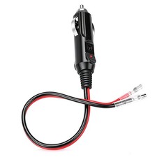 12V Cigarette Lighter Male Plug, 16AWG Wire, 15A Fuse, LED Light, Black picture