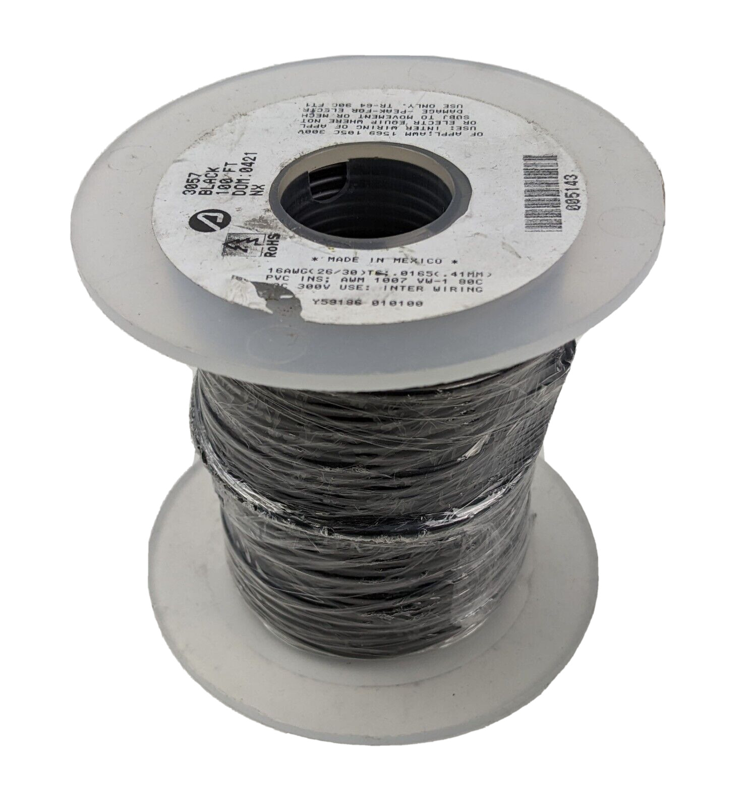 100' Alpha 3057 BK005 Black 16AWG Stranded Hook Up Wire PVC UL1007/1569 300V NEW