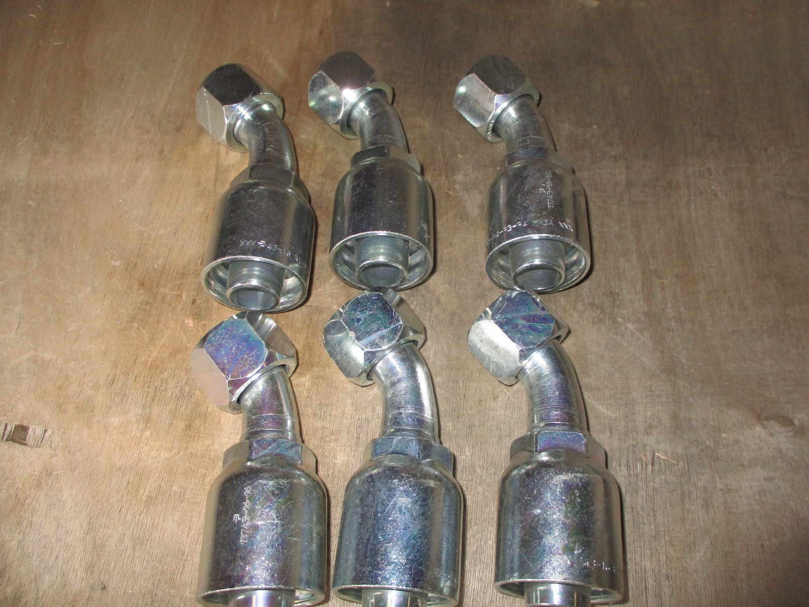 6 PK Genuine Parker Hydraulic Hose Fitting 13743-16-16 FJIC 37 (45 degree elbow)