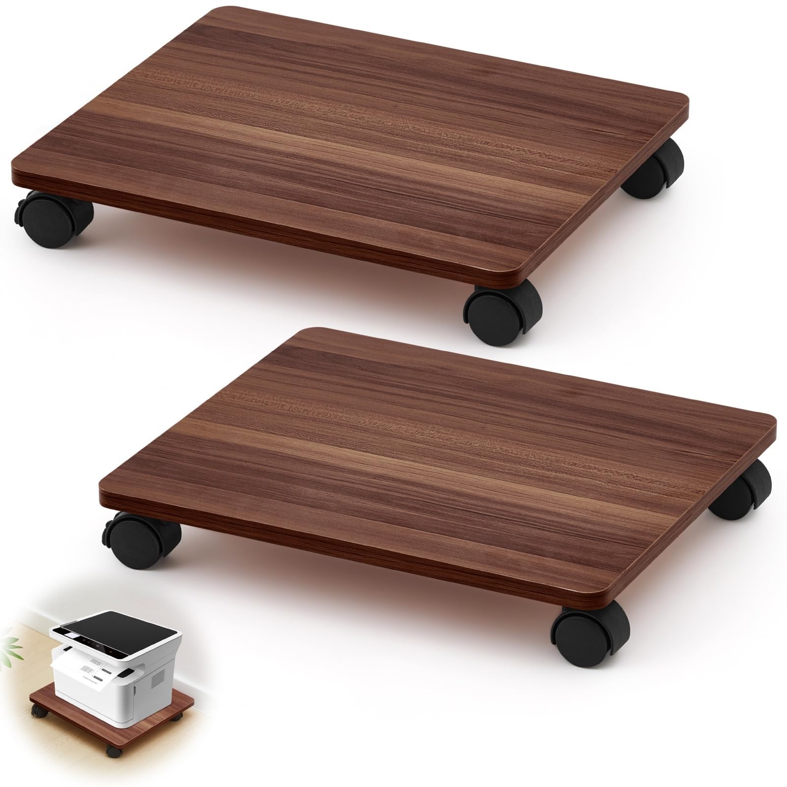 Beeveer 2 Pcs Walnut Under Desk Printer Stand 13.8 x 11.8 x 2.4 Inches Beeveer 2 Pcs Walnut Under Desk Printer Stand 13.8 x 11.8 x 2.4 Inches