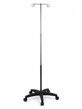 Medline MDS129CS Foldable IV Pole Stand 5 Leg Rolling 2 Hook Adjustable 37-83in picture