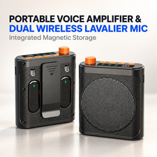 Portable Voice Amplifier With 2 Wireless Lavalier Mic Bluetooth PA System picture