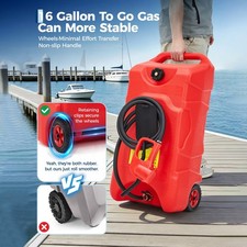 Garvee 16 Gallon Gas Caddy Fuel Tank Manual Pump 10Ft Hose Casters For Car Boat picture