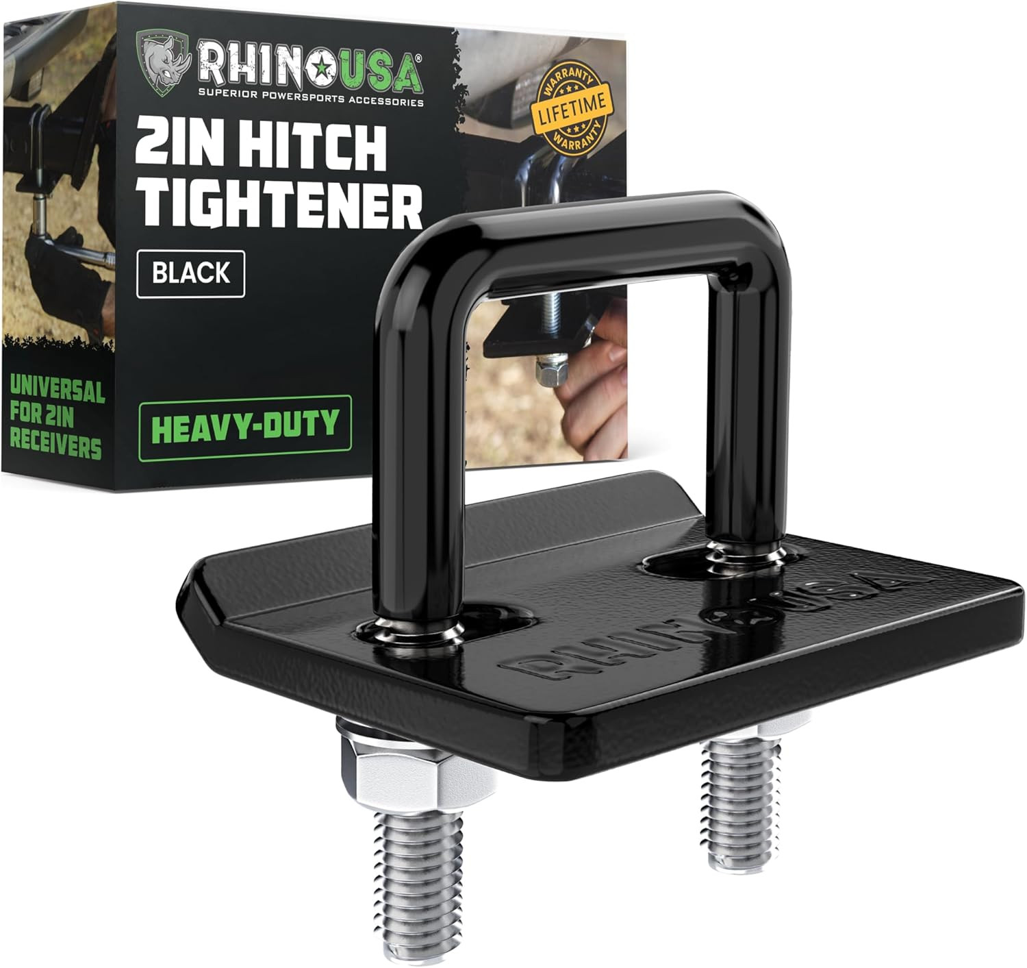 Rhino USA Hitch Tightener Anti-Rattle Clamp Heavy Duty Steel Stabilizer for 2in