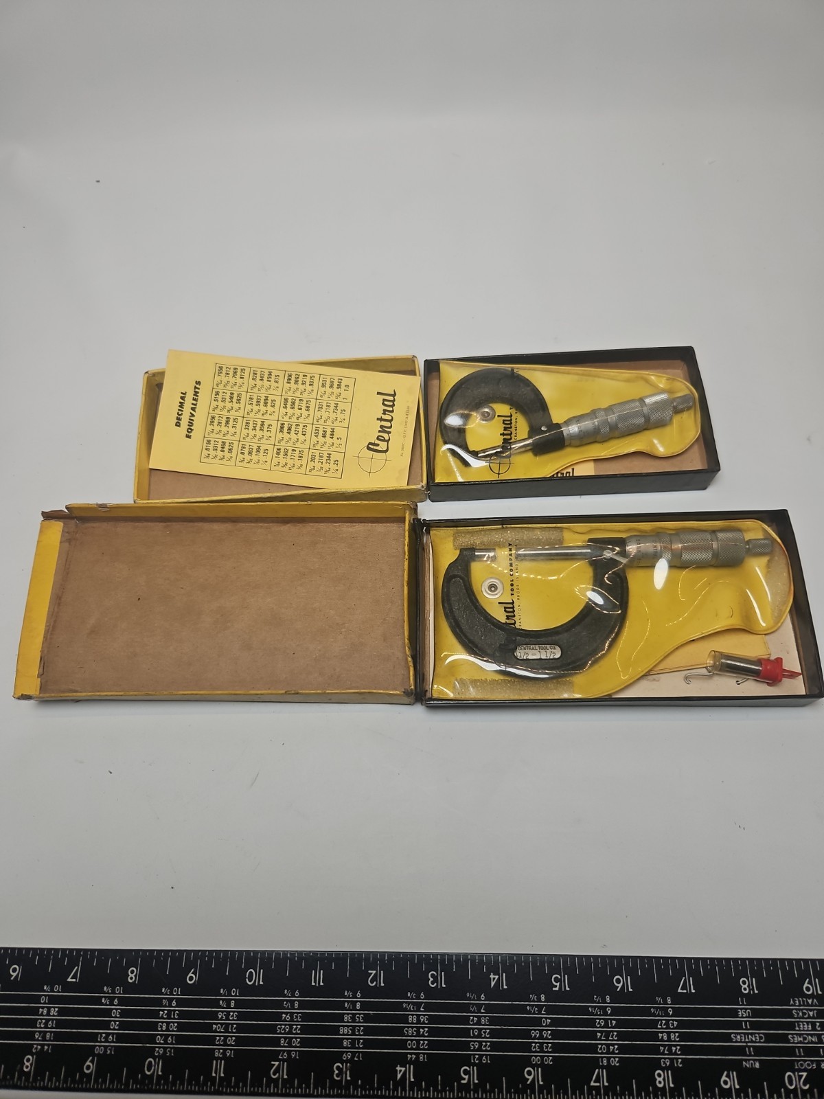 Vintage Central Tool Company Micrometer 12RL & 22RL in  Boxes