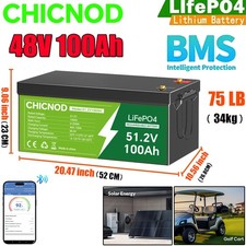 NEW 48V/51.2V 100Ah LiFePO4 Lithium Battery Built-in BMS Bluetooth For Golf Cart picture