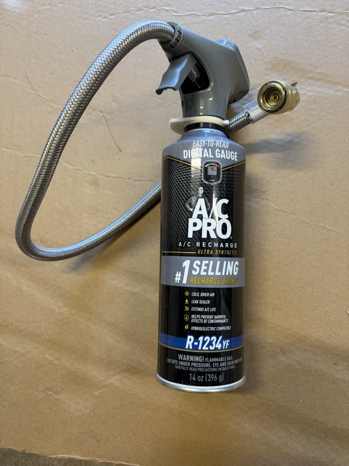 A/C Pro R1234YF Refrigerant Gauge and Charging Hose with Trigger Reusable