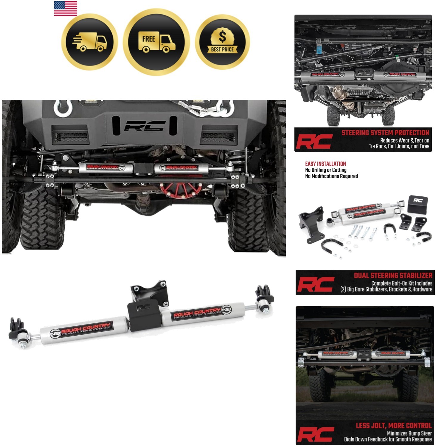 N3 Dual Steering Stabilizer for 07-18 Jeep Wrangler JK - 8734930