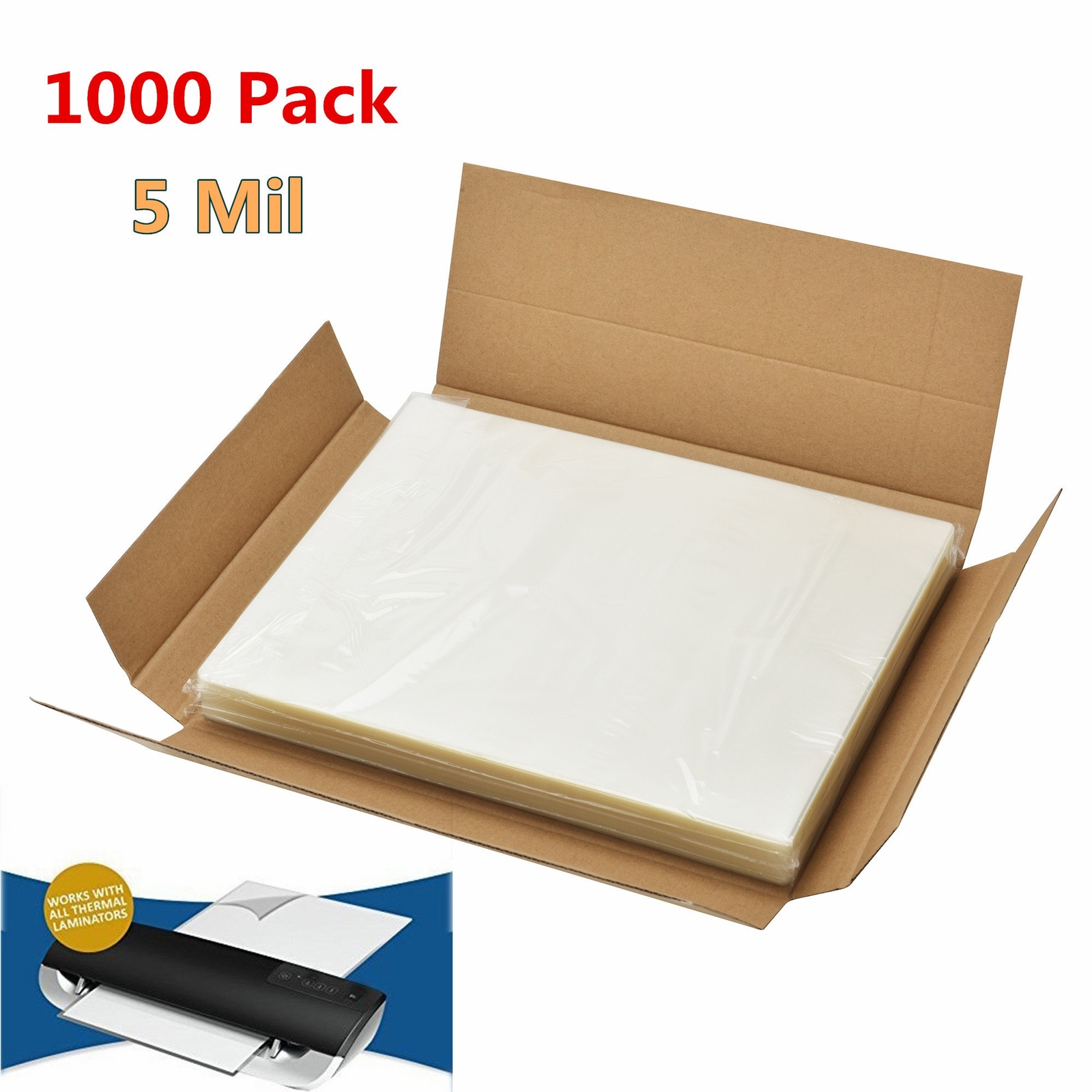 1000 Qty Letter Size Laminator Thermal Laminating Pouches - 9 X 11.5 Sheet 5 Mil