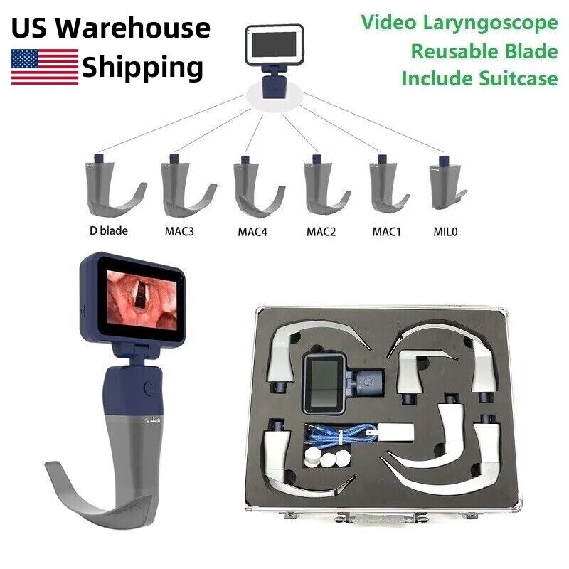 Digital Video Laryngoscope Reusable Sterilizable Blades US Local Shipping