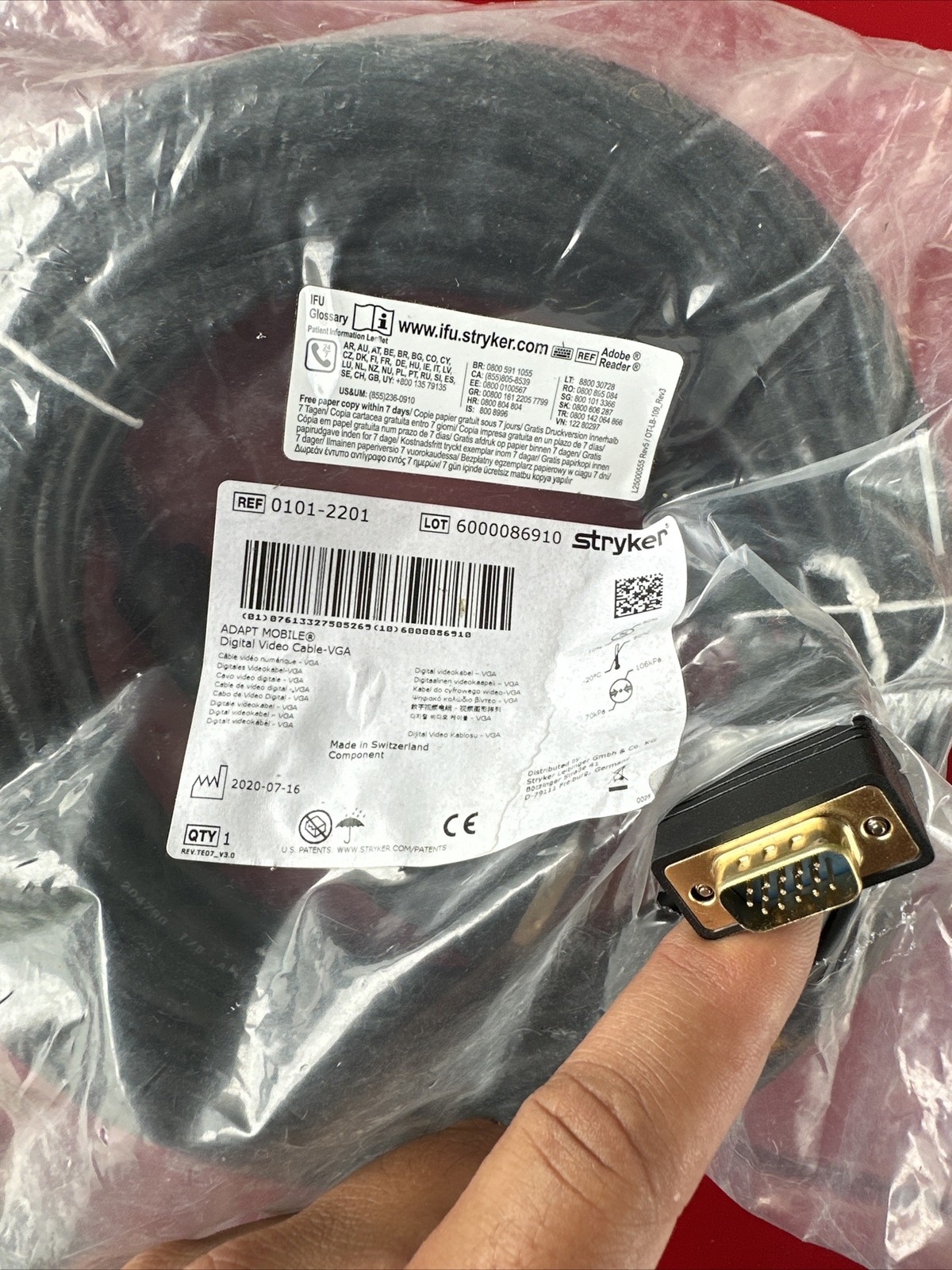 Stryker ADAPT MOBILE Digital Video Cable 0101-2201 Stryker ADAPT MOBILE Digital Video Cable 0101-2201