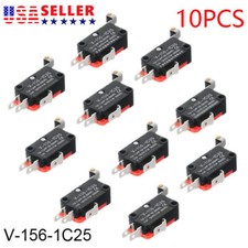 10PCS V-156-1C25 Lead Limit Switch SPDT Long Straight Hinge Roller Button Red picture