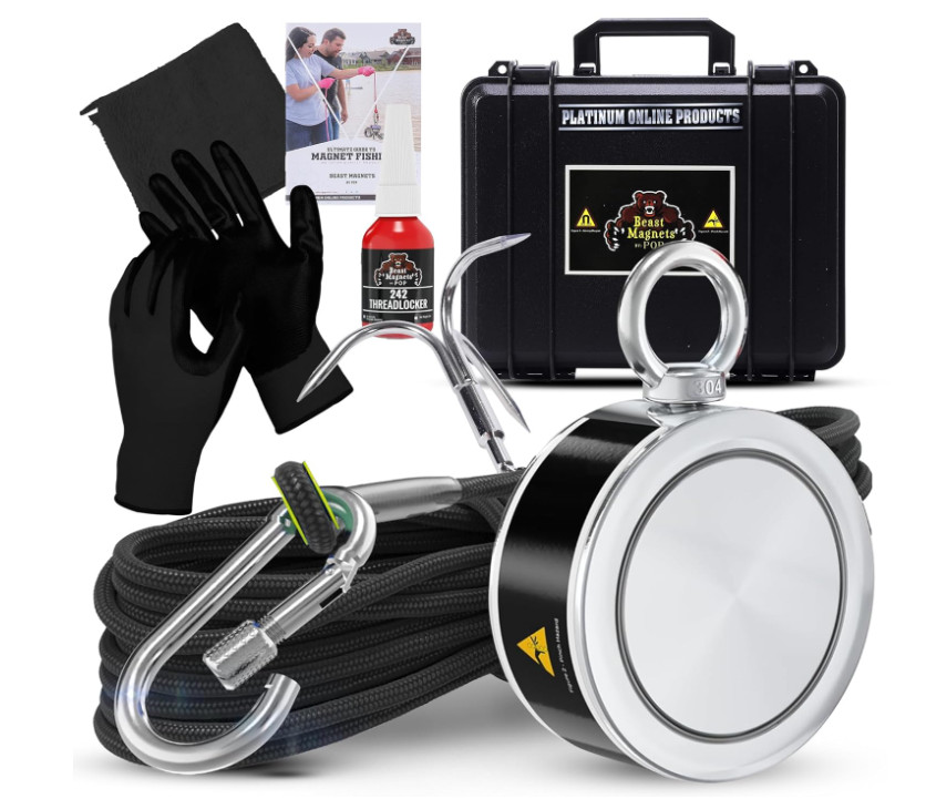 Kit completo pesca con iman 1000 lb Kit pesca con iman de doble cara con estuche