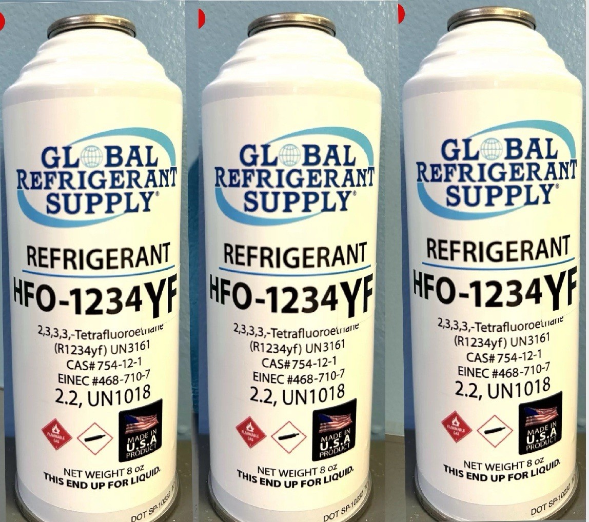 R1234yf, Refrigerant Automotive A/C, (3) 8 oz. Self-Sealing Cans FAST SHIP