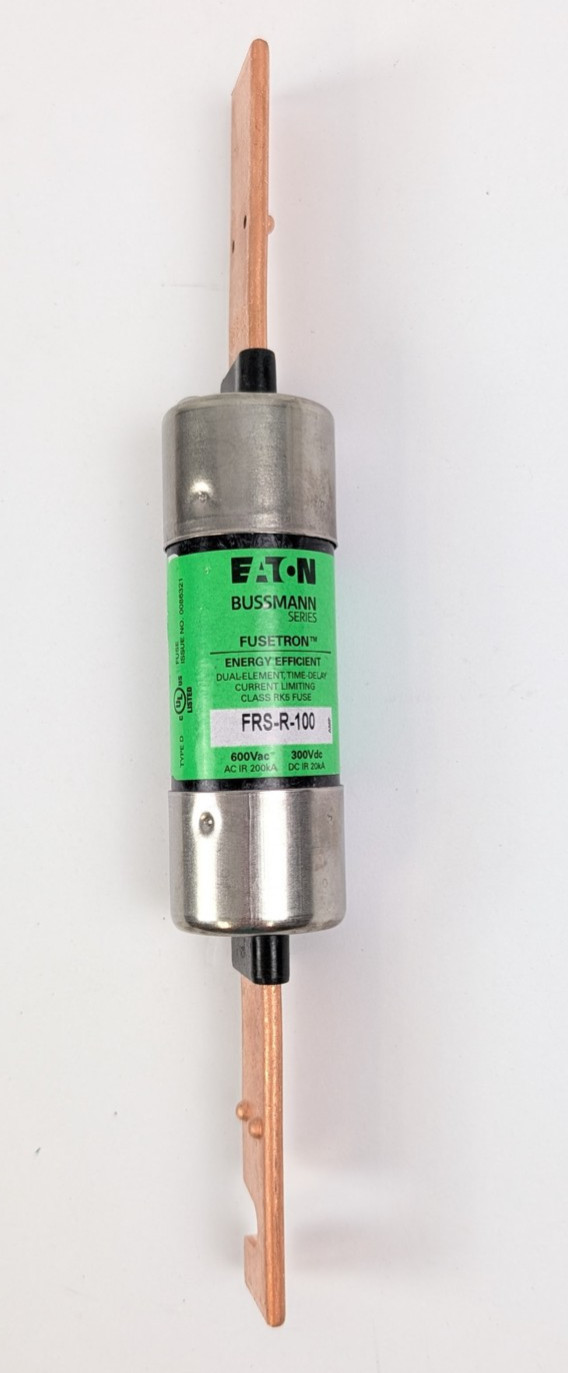 Bussmann Eaton FRS-R-100 Fusetron Fuse 100 Amp 600V Class RK5 Time-Delay 100A
