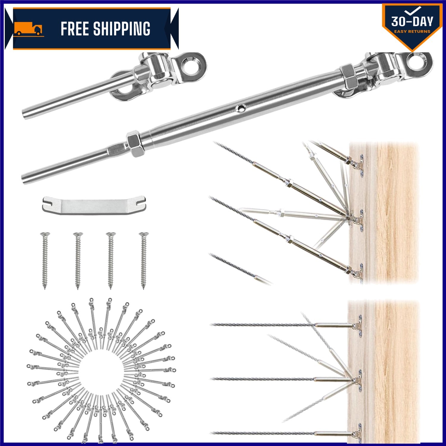 Effortless Installation 30Pairs Cable Railing Swage Turnbuckle Adjustable Kit