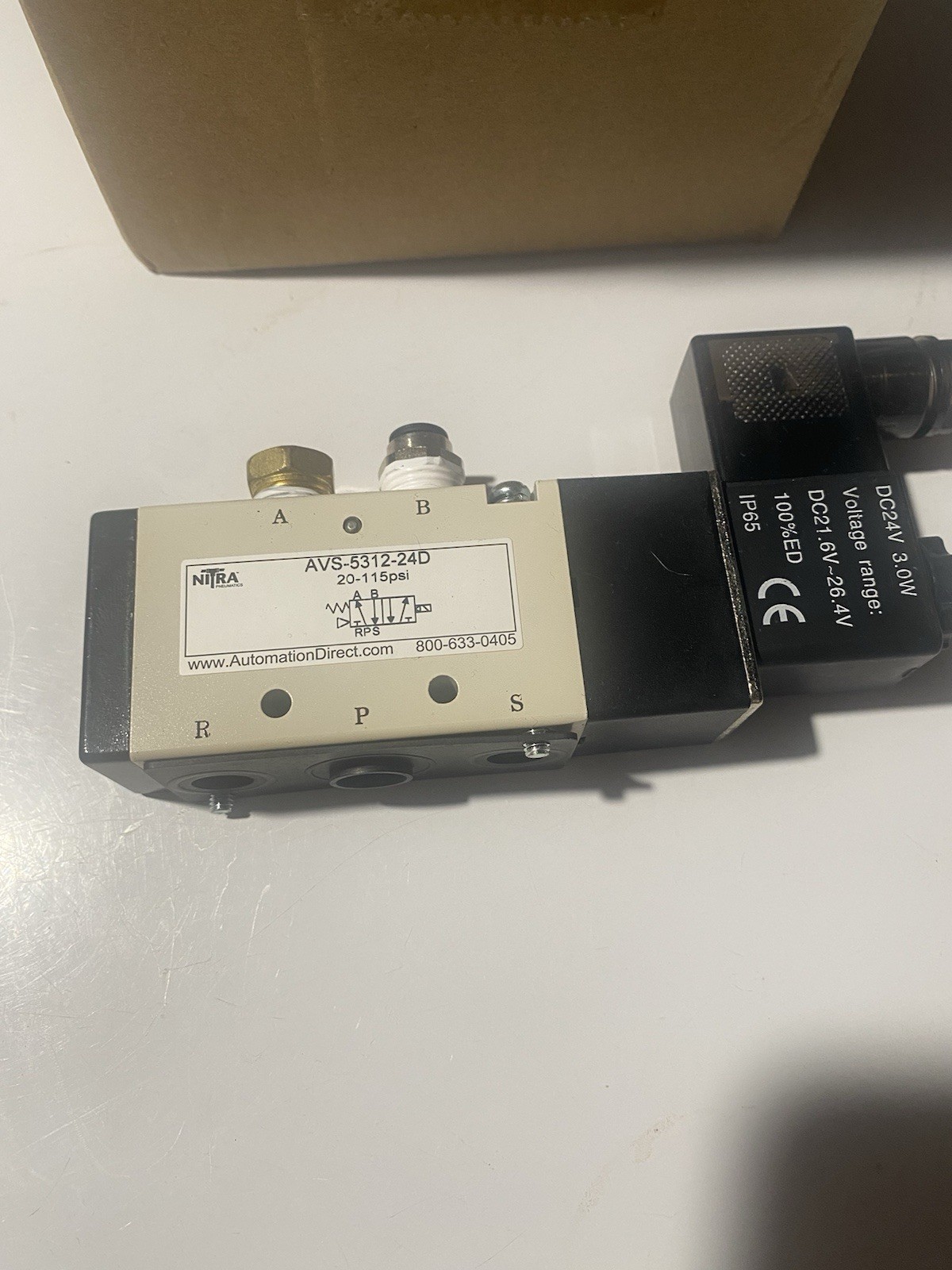 NITRA AVS-5312-24D Pneumatic Solenoid Valve 5-Way/2-Position 24V DC