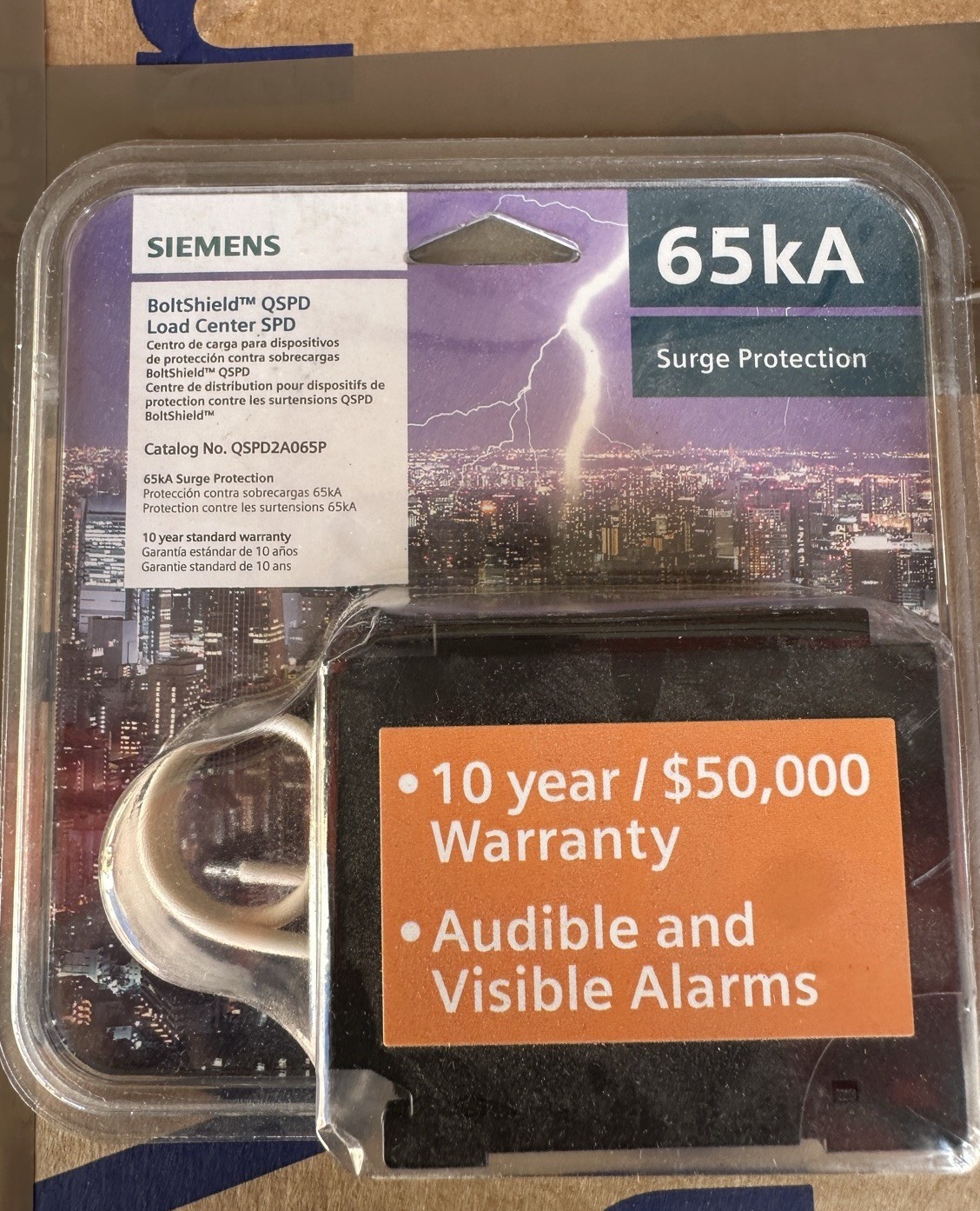 Siemens QSPD2A065P.  Boltshield QSPD. 65kA Surge Protection. 120Vac
