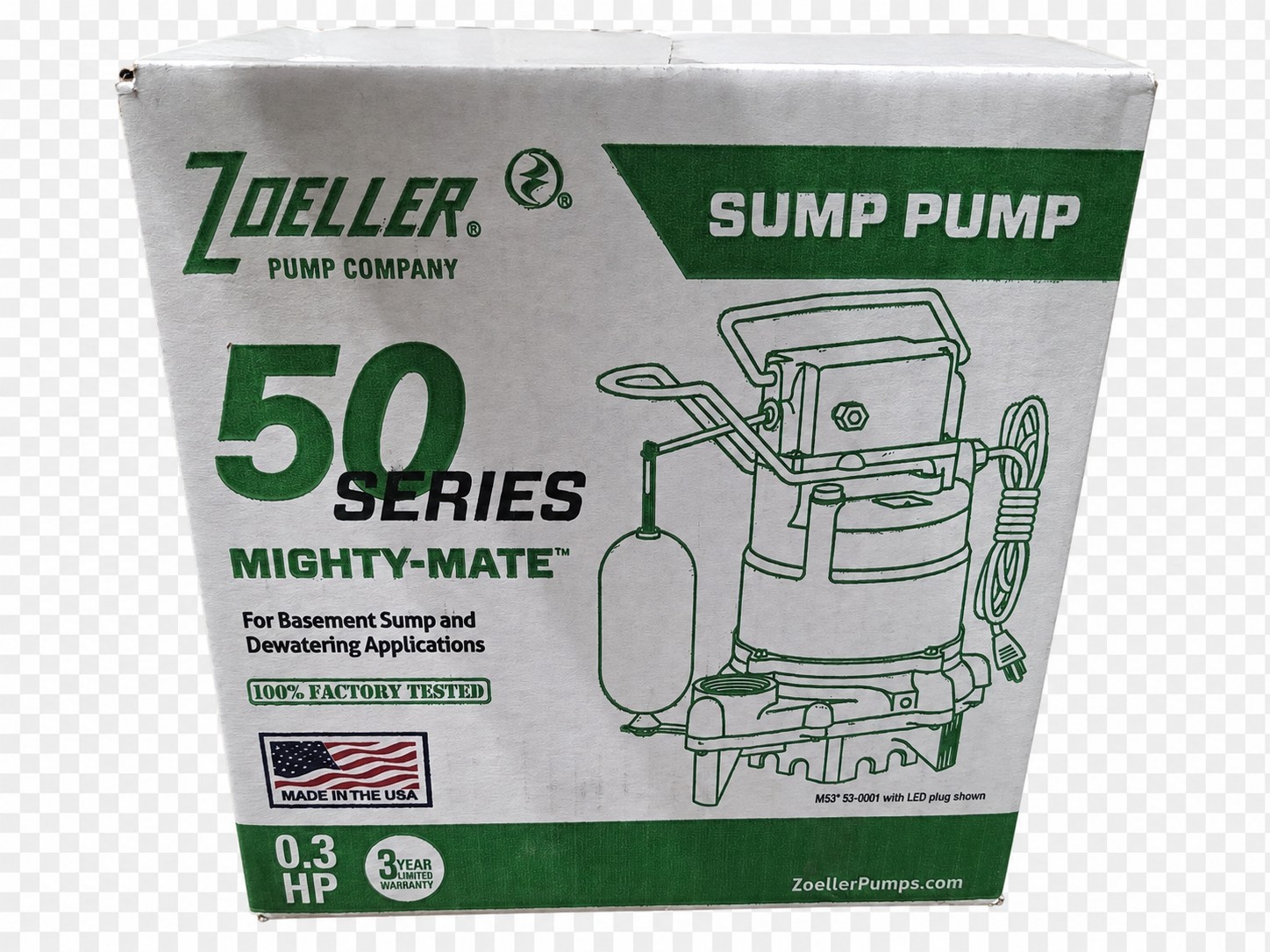 Zoeller M53 Mighty-Mate 0.3 HP Submersible Sump Pump w/ Float Switch 115V