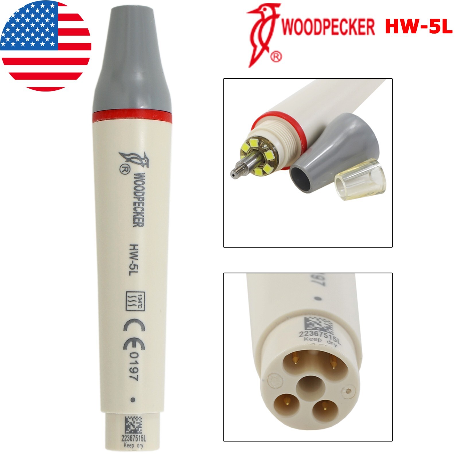 Woodpecker DTE Dental Ultrasonic Scaler Piezo Handpiece HW-5L HD-7L Tips G1 GD1