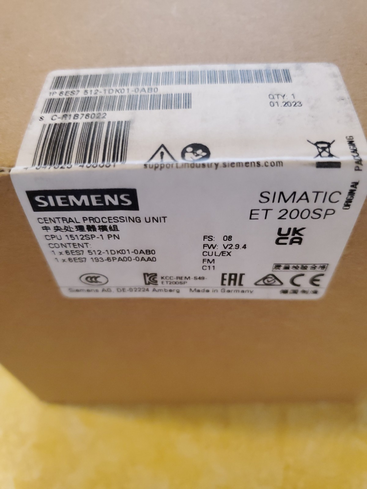 Siemens 6ES7 512-1DK01-0AB0 SIMATIC ET 200SP New in box