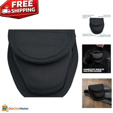 Sleek Black Handcuff Pouch with Belt Loop: Durable Nylon Sheath for Officers picture