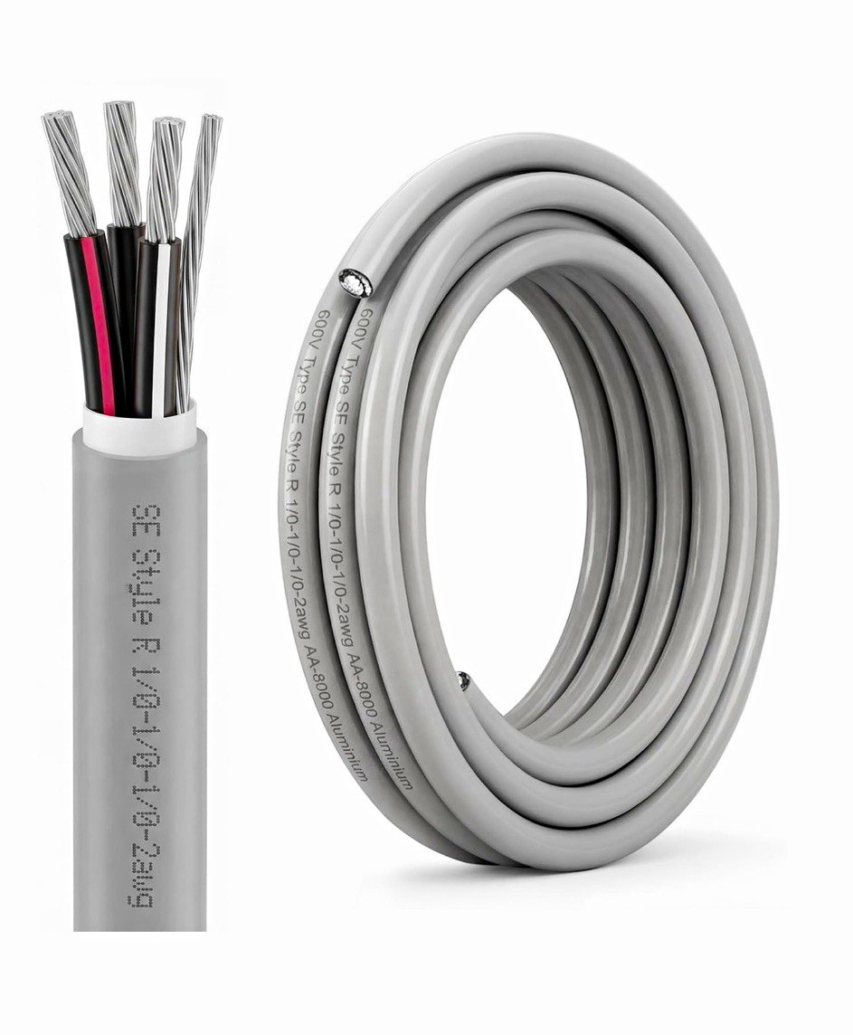 Relaxweex 25ft 1/0-1/0-1/0-2 SER aluminum standard entrance cable 600V Relaxweex 25ft 1/0-1/0-1/0-2 SER aluminum standard entrance cable 600V
