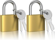 2 Pack Padlock Small Metal Brass Travel Lock Keyed Suitcase Luggage 20、25、32mm picture