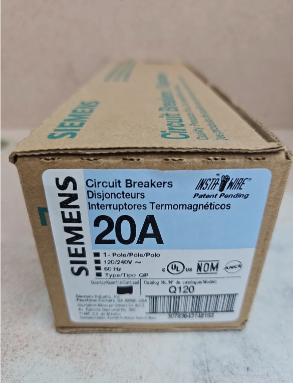 (12) BRAND NEW SIEMENS Q120 CIRCUIT BREAKER, 120/240-VOLT, 1-POLE, 20-AMP,