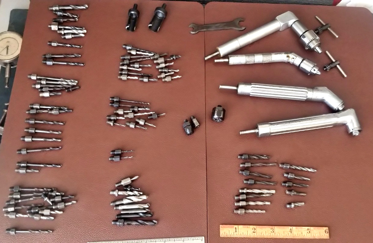 LARGE LOT Aviation drill bits & drill angle adapters 90° + 45° ATI + ZEPHYR LARGE LOT Aviation drill bits & drill angle adapters 90° + 45° ATI + ZEPHYR