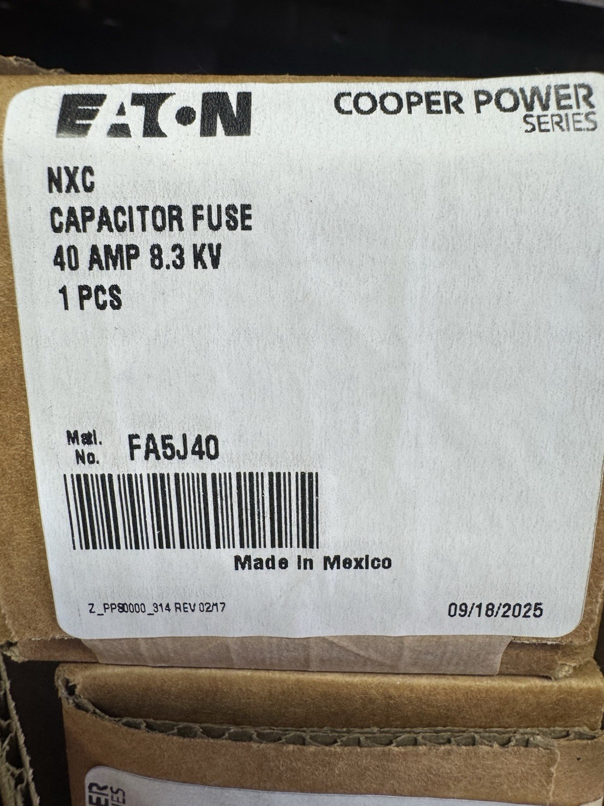 Eaton Cooper Power NXC Outdoor Capacitor Fuse FA5J40