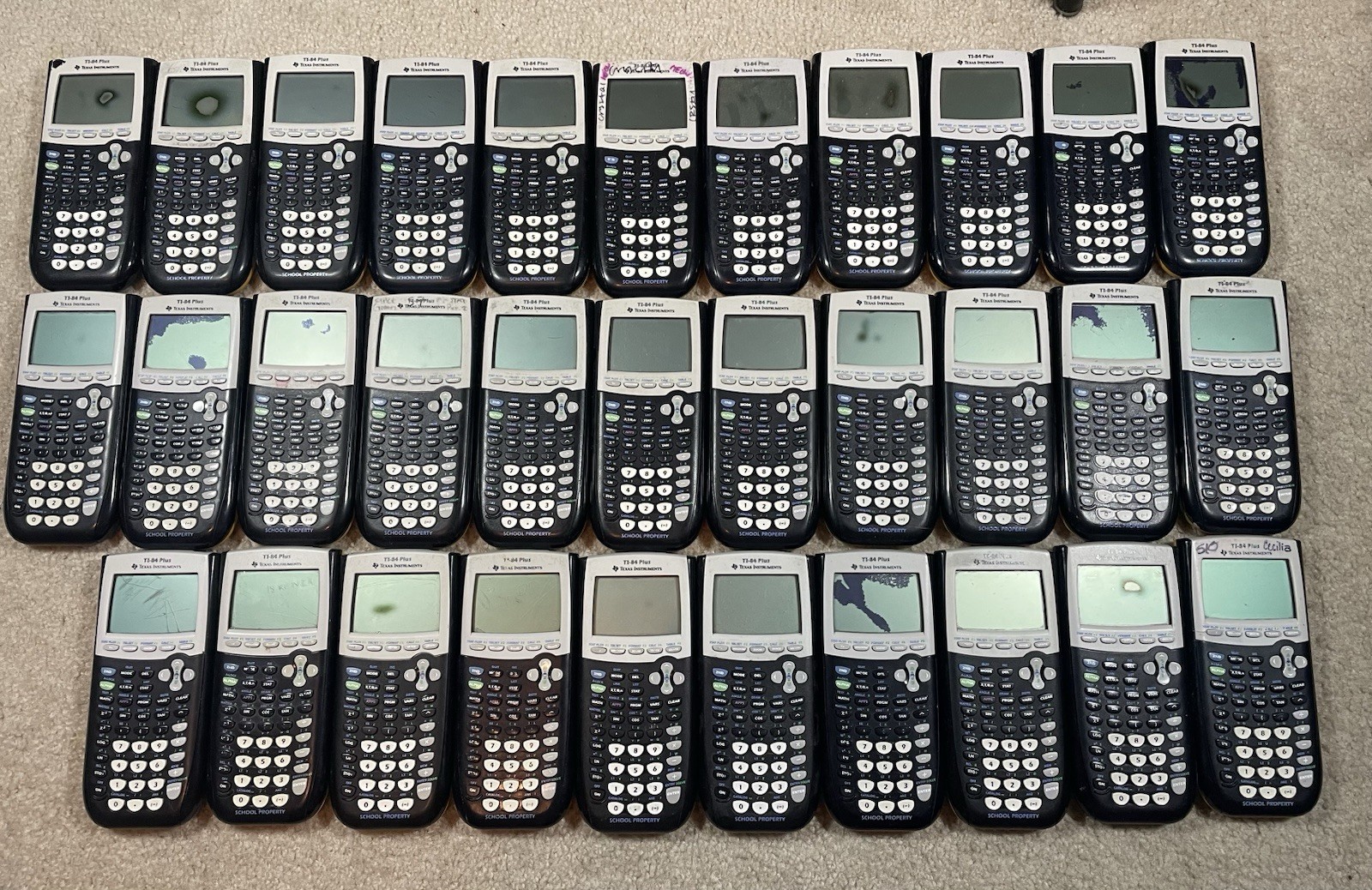 Texas Instruments TI-84 Plus Graphing Calculator Lot of 32 For Parts or Repair