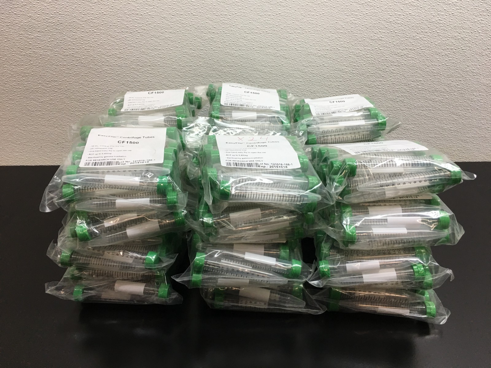 CELLTREAT PN CF1500 EasyFlip Centrifuge Tubes 15ML Conical Flip Top Lot 24 PKS