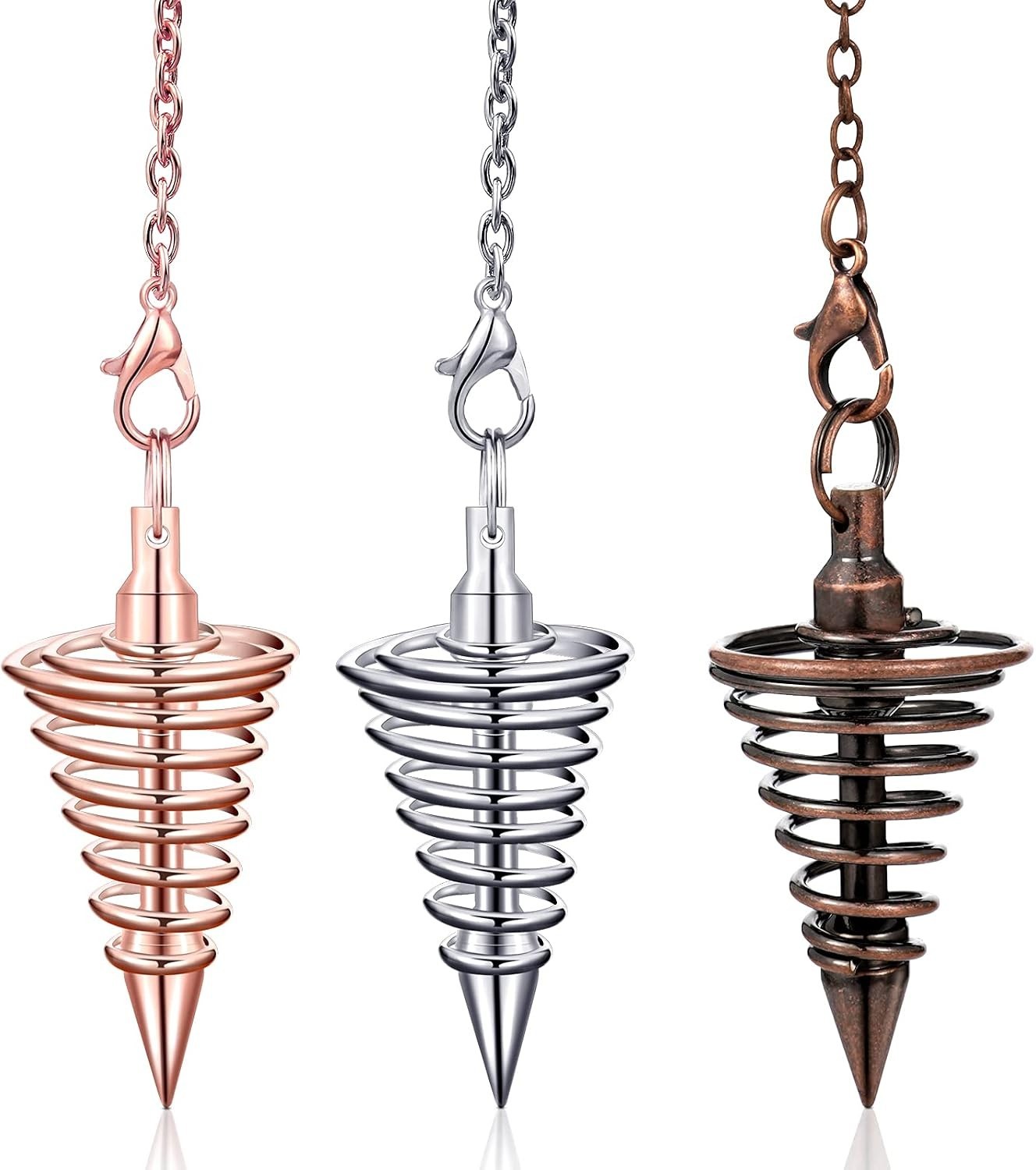 3 Pieces Copper Metal Dowsing Pendulum Divination Dower Reiki Healing Pendulum C