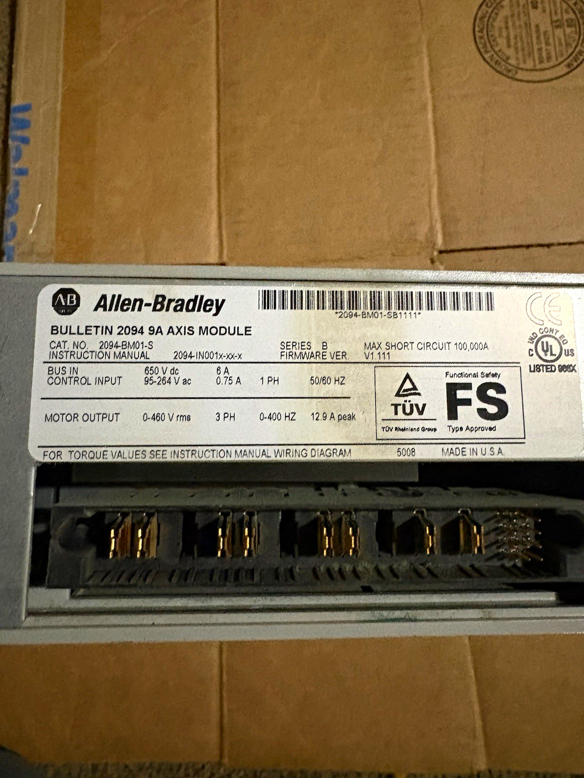 Allen-Bradley Kinetix 6000 Servo Drive 2094-BM01-S 3-Phase AC 9A GuardMotion