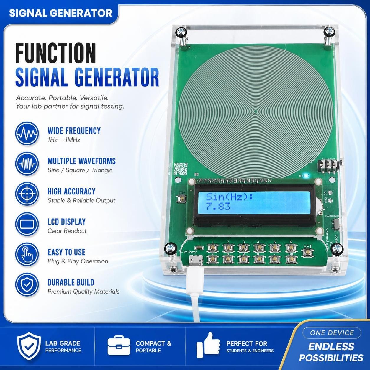 Adjustable 0.01Hz~30000Hz FM Schumann Wave Generator Pulse Sine Frequency 7.83Hz Adjustable 0.01Hz~30000Hz FM Schumann Wave Generator Pulse Sine Frequency 7.83Hz