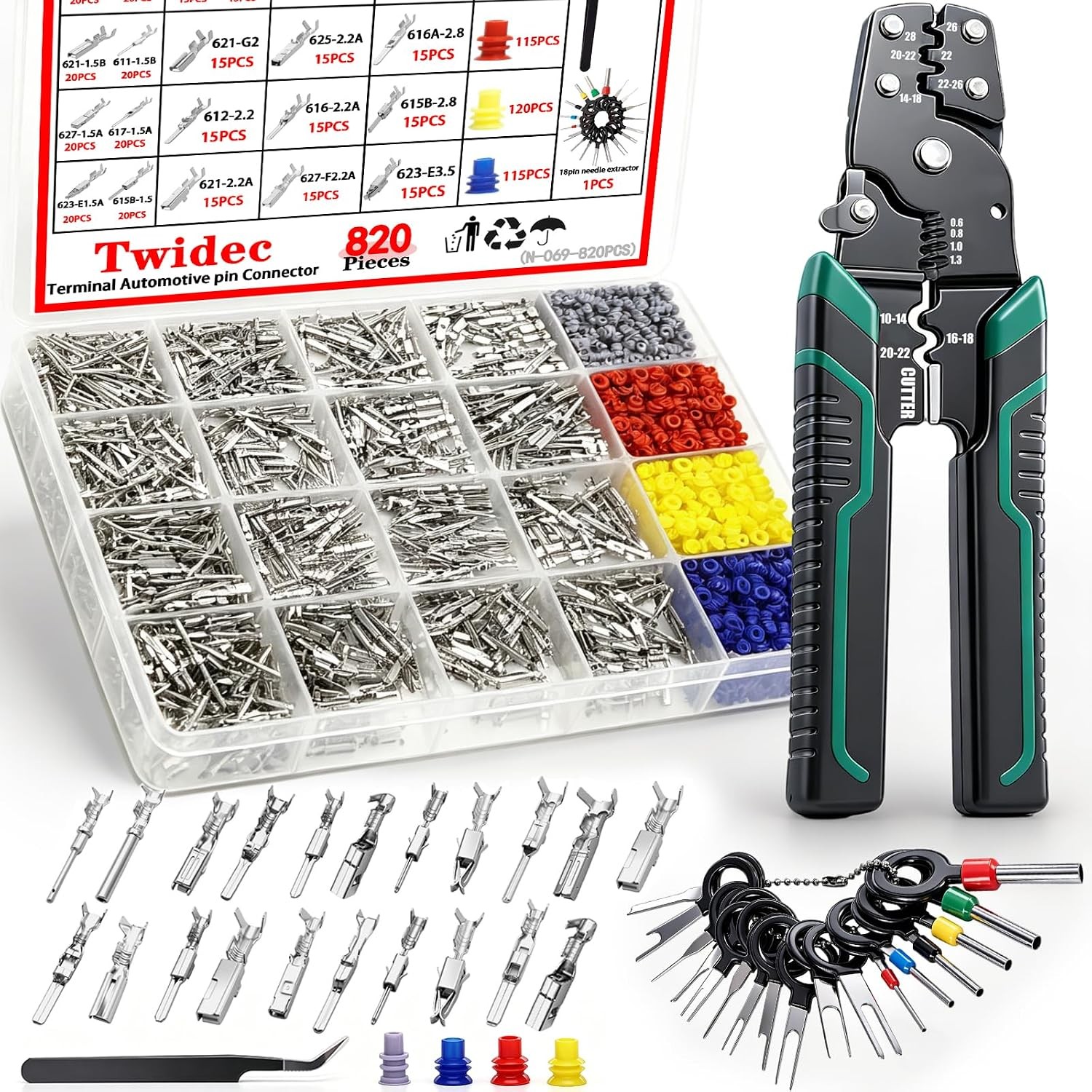 820PCS Pin Connector Kit, Crimping Pliers, Auto Electric Connector Terminal 820PCS Pin Connector Kit, Crimping Pliers, Auto Electric Connector Terminal