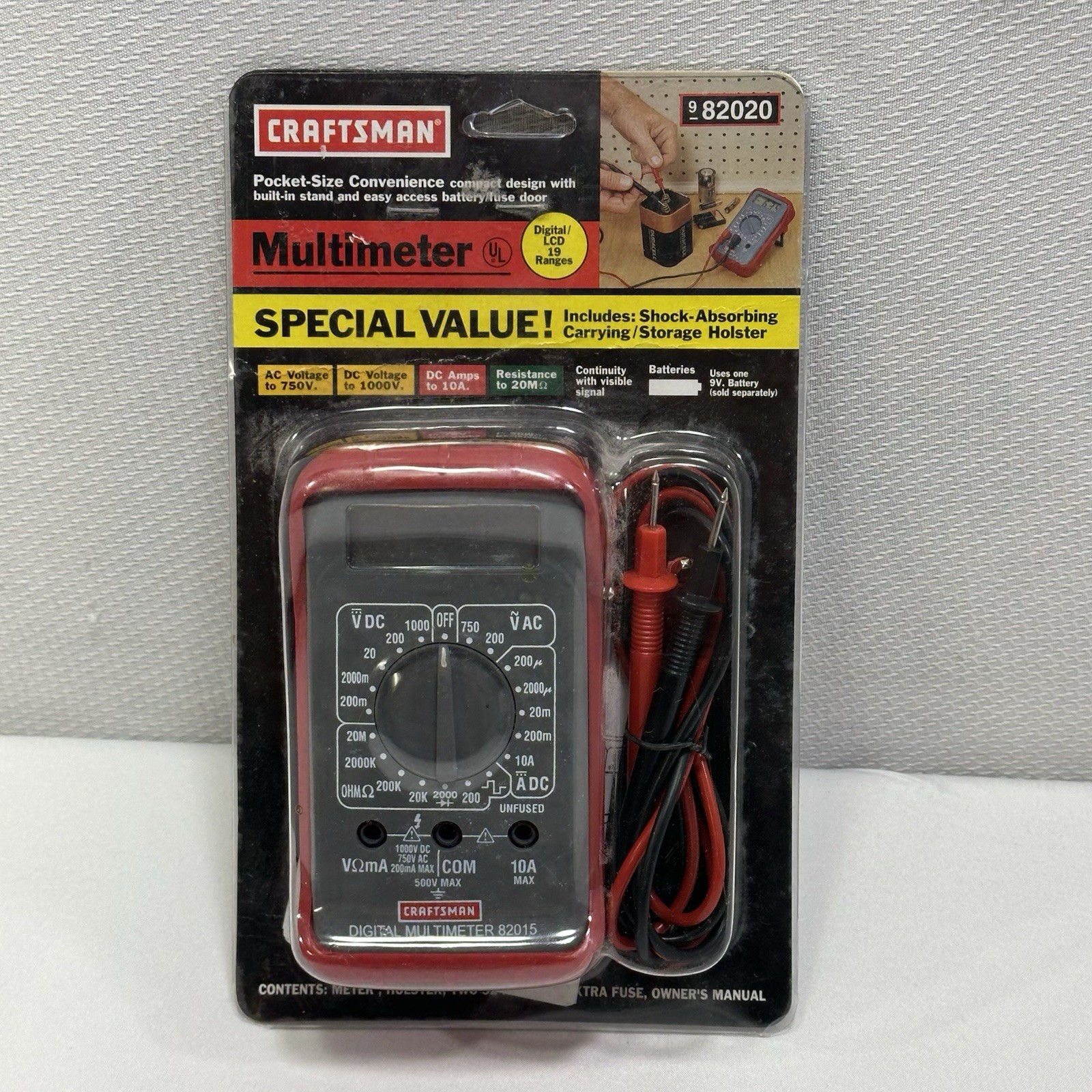 Sears Craftsman NOS 82082 Digital Multimeter NEW W/ LEADS INCL 19 Range NEW NIP